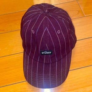 Stussy Rainbow Pinstripe Maroon/Burgundy Cap